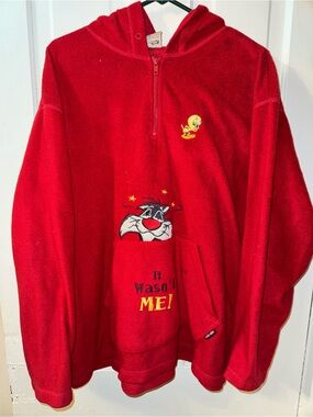 Warner Bros. Red Zip-Up Tweety & Sylvester Fleece Hoodie